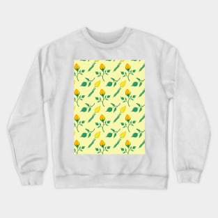 Floral pattern with yellow rose and tulip flowers Crewneck Sweatshirt